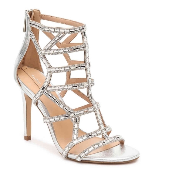 ALDO Silver Cage Heels - Size 7 - Picture 8 of 9